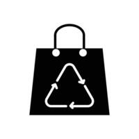 reciclaje compras bolso sólido negro icono vector diseño bueno para web y móvil aplicación