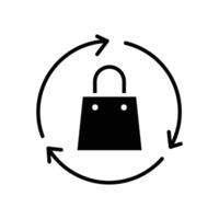 recycling shopping bag solid black icon vector design good for web and mobile app