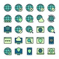 Internet Connection icon collection vector in colored outline style