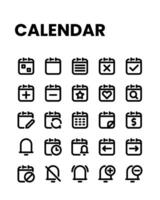 Calendar icon collection in line style, including notification, plan, event, organization, reminder and more. vector