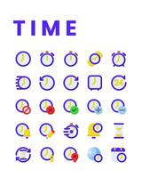 Time icon collections in flat style, including watch, hour, clock, alarm, timer, history, schedule and other. vector