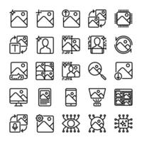 AI image generated icon collection in line style for the development of artificial intelligence technology vector