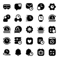 Time management icon collection, including clock, calendar, plan, event, watch, business, deadline, and more. vector