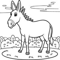 Donkey coloring pages. Donkey outline vector for coloring book