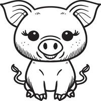 Pig coloring pages. Pig outline vector image