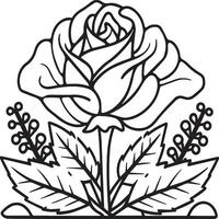 Rose coloring pages. Rose flower outline vector