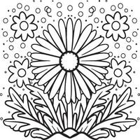 Daisy flower coloring pages. Daisy outline vector for coloring book