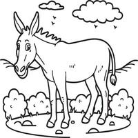 Donkey coloring pages. Donkey outline vector for coloring book