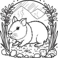 Guinea pig coloring pages. Guinea pig outline vector for coloring book