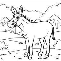 Donkey coloring pages. Donkey outline vector for coloring book