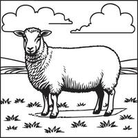 Sheep coloring pages. Sheep outline vector