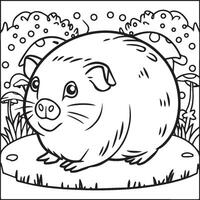 Guinea pig coloring pages. Guinea pig outline vector for coloring book