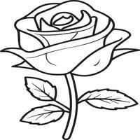 Rose coloring pages. Rose flower outline vector