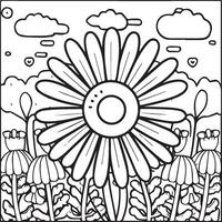 Daisy flower coloring pages. Daisy outline vector for coloring book