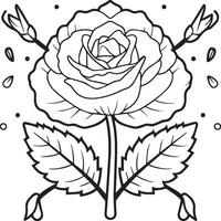 Rosa colorante paginas Rosa flor contorno vector