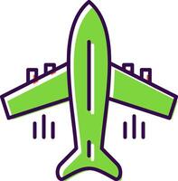 Flying Airplane Filled  Icon vector