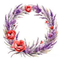 ai généré aquarelle fleur rond png