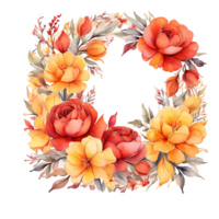 AI generated Watercolor Flower Round png