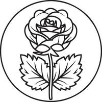 Rosa colorante paginas Rosa flor contorno vector