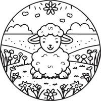 Sheep coloring pages. Sheep outline vector