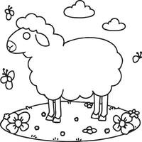 Sheep coloring pages. Sheep outline vector