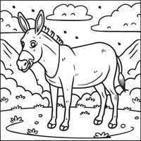 Donkey coloring pages. Donkey outline vector for coloring book