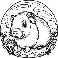 Guinea pig coloring pages. Guinea pig outline vector for coloring book