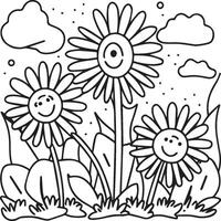 Daisy flower coloring pages. Daisy outline vector for coloring book