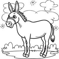 Burro colorante paginas Burro contorno vector para colorante libro