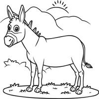 Donkey coloring pages. Donkey outline vector for coloring book