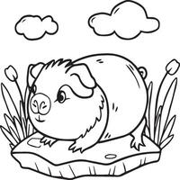 Guinea pig coloring pages. Guinea pig outline vector for coloring book