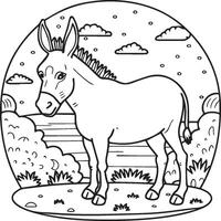 Burro colorante paginas Burro contorno vector para colorante libro