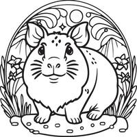 Guinea pig coloring pages. Guinea pig outline vector for coloring book