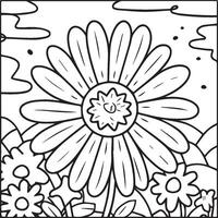 Daisy flower coloring pages. Daisy outline vector for coloring book