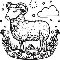 Sheep coloring pages. Sheep outline vector