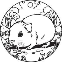 Guinea pig coloring pages. Guinea pig outline vector for coloring book