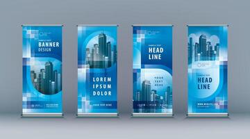 Business Roll Up Set. Standee Design. Banner Template, Abstract infinity Loop Background vector