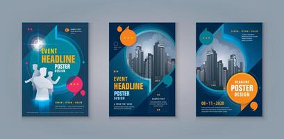 Business Leaflet Brochure Flyer template Design Set. Abstract Speech Bubbles vector