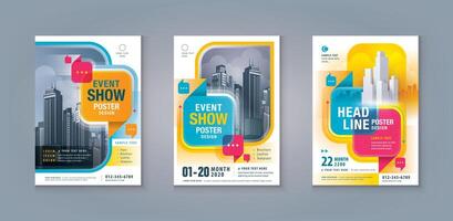 Corporate Flyer Template A4 Size, Abstract Colorful Square Speech Bubbles. vector