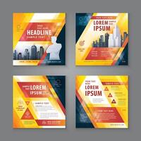 Modern square header web banner profile. Abstract Red and Yellow Geometric Triangle Background. vector