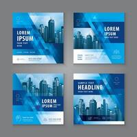 Modern square header web banner profile. Abstract Blue Geometric Triangle Background. vector