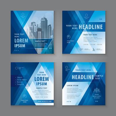 Square Template Social Media Post Design for Digital Marketing, Abstract Geometric Triangle Background