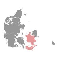 Region Zealand map, administrative division of Denmark. Vector illustration.