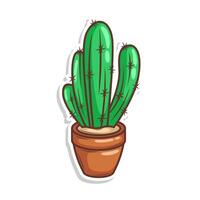 mano dibujar cactus planta dibujos animados plano diseño vector