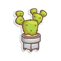 mano dibujar cactus planta dibujos animados plano diseño vector