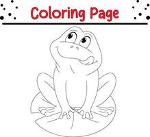 Cute frog coloring page for kids. Animal coloring book vector