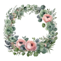 AI generated Watercolor Flower Round png