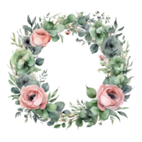 AI generated Watercolor Flower Round png