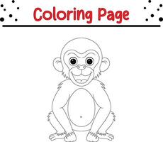 cute monkey coloring page for kids vector