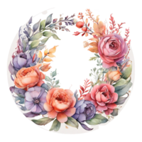 ai généré aquarelle fleur rond png